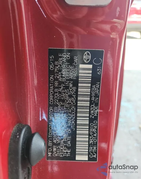 2015 Toyota Prius из США, поврежденный, VIN JTDKN3DU2F0454798